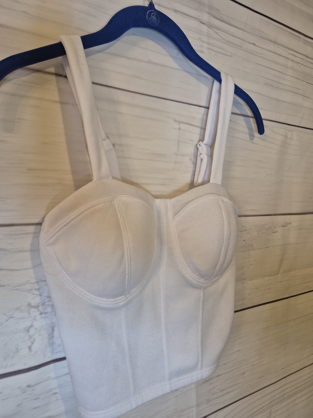 No Boundaries White Longline Bustier Crop Top - Picture 2 of 7
